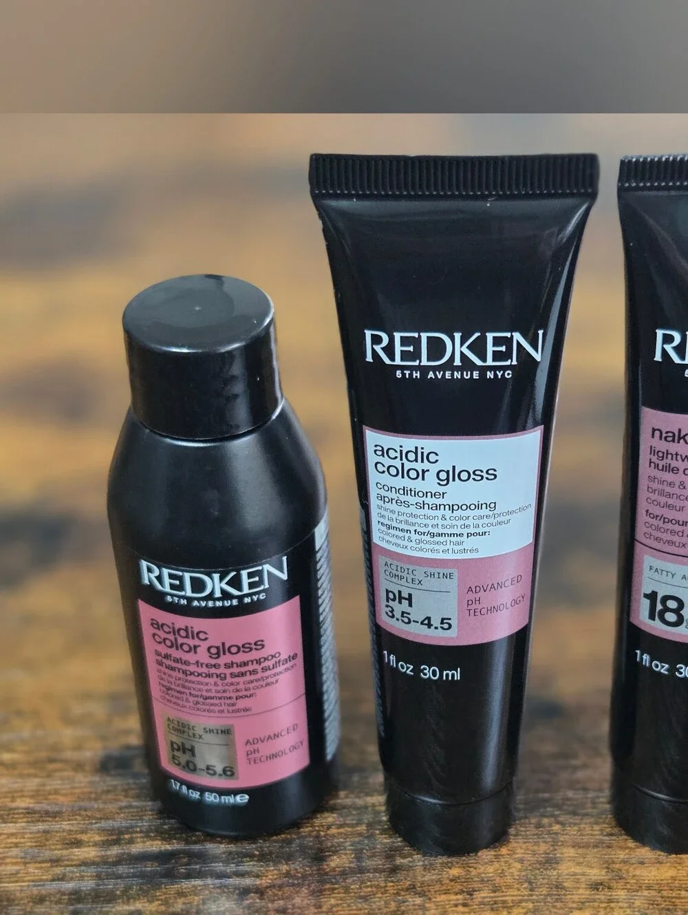 Redken Acidic Color Gloss Shampoo Conditioner & Oil Travel Trio